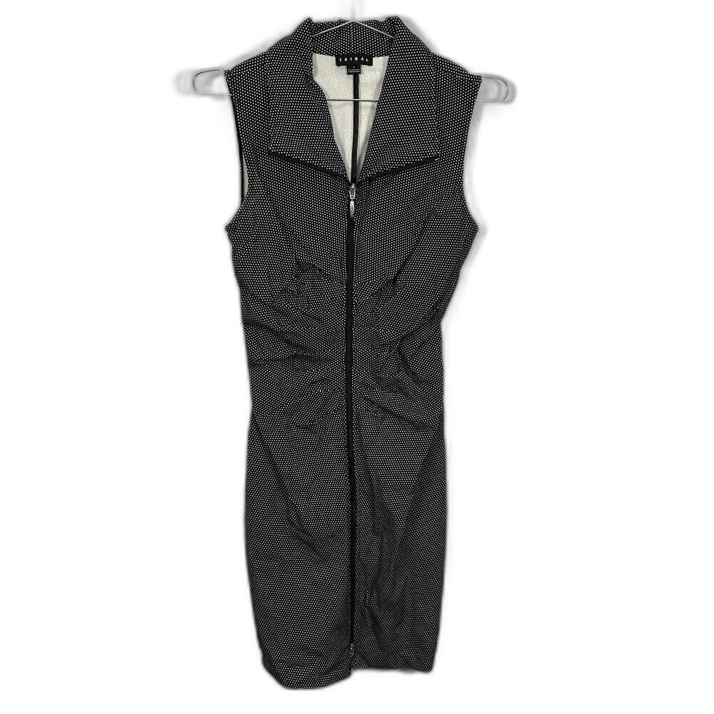 Tribal Polka Dot Zip Up Ruched Golf Dress 6